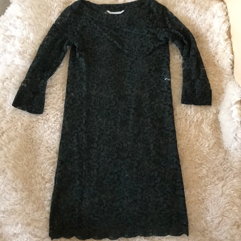 Diane von furstenberg green lace dress